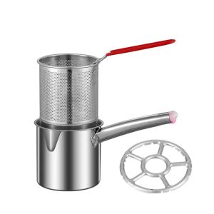 YIYU STUDIO Mini Deep Fryer Pot 304 Stainless Steel Mesh Chicken Fried Pan Auxiliary Food Pot Multifunction Frying Strainer Basket Chips