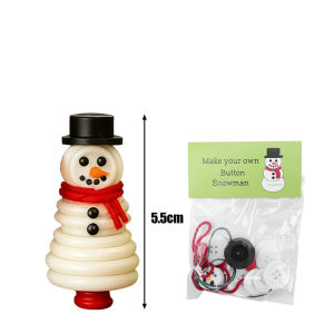 DIY Christmas Button Ornaments Kits Shapes Cartoon Santa Claus Snowman Handmade Button with Rope Xmas Party New Year Gift Decoration