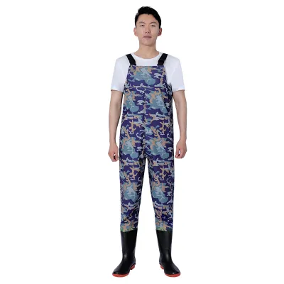 Wader Half-Length Wading Pants Men Fishing Waterproof Pants Workwear Trousers Coverall Suit Non-slip Hunting Breathable Pvc Nylon Fabric Boots Fly Fishing Waders