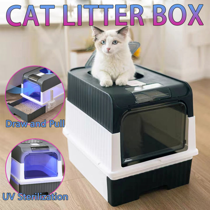 Foldable Enclosed Cat Litter Box With Sifter UV Sterilization Extra