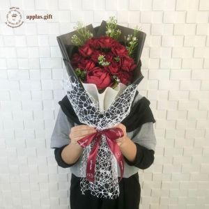 Bouquet Bunga Red Rose Artificial Hand Buket Graduation Wedding Engagement
