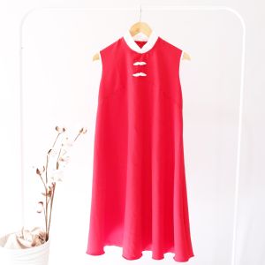 CHEONGSAM QIPAO BAJU MERAH BAJU SINCIA  BABY DOLL DRESS WANITA CONGSAM CHONGSAM BAJU IMLEK DRESS IMLEK CNY PREMIUM