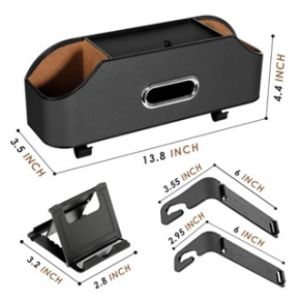 ผู้จัดงานด้านหลังของพนักพิงศีรษะ ผู้จัดงานเบาะหลังรถยนต์ เบ็ด ที่วางถ้วย กล่องเนื้อเยื่อ ที่วางโทรศัพท์ กล่องเก็บของ ที่เก็บข้อมูลมัลติฟังก์ชั่นสำหรับอุปกรณ์การเดินทางรถยนต์