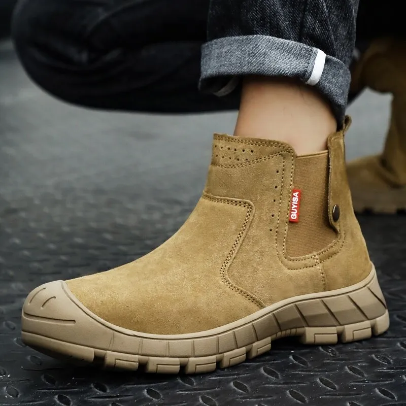 Suede Welder Shoes Men Safety Boots Steel Toe Work Shoes Sneakers