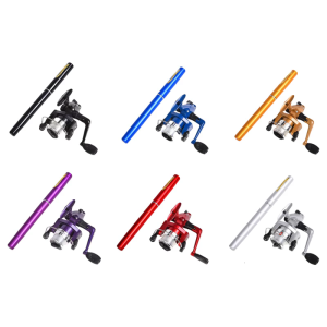 Aluminum Pen Style Fishing Rod with Fishing Reel Accessories Set Mini Telescopic Pocket Pen Shape Fishing Rod Reel Set