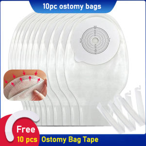 【Free 10pc Film Tape】HDR 10pcs 15-60mm Cut Size Drainable one-single System Ostomy Bag Colostomy Bag Pouch with 3 stoma clips