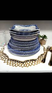 CERAMIC ORIENTAL BLUES DINNER PLATE / 10" FLAT MEAT PLATE / 8" OR 9" FLAT PASTA PLATE OR SALAD PLATE / 8" SOUP PLATE / 8" SQUARE SOUP PLATE