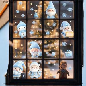 [COD] SweetBabiese แผ่นหิมะซานตาคลอสเกล็ดหิมะแบบคงที่ 1 2 3 4 4 6 9สติ๊กเกอร์ตกแต่งหน้าต่างคริสต์มาสตกแต่งบ้าน