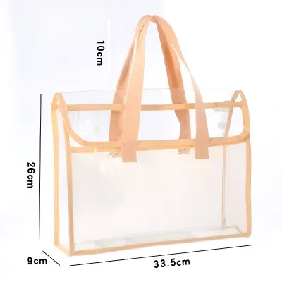 1 Large Capacity Portable Transparent Waterproof Handheld Folder Expandable File Storage Bag PVC Self-adhesiveFile Bag