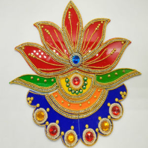 Traditional Reusable Handcrafted Rangoli Beautiful Festive Home Decor Acrylic Rangoli | Diwali Decoration with Studded Stones (Pack of 1 pc | Size - 10 inches)