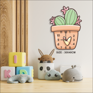 Jam dinding motif kaktus untuk hiasan pajangan dekorasi c190