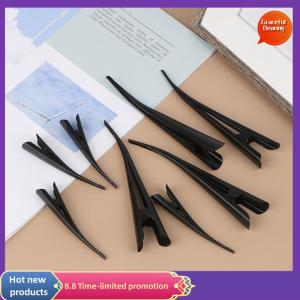 Graceful 4Pcs 12.5cm Long Metal Hair Clips Hollow Flower Duckbill Hair Clamps Hair Accessories Duck Teeth Bows Hairgrips Hairdressing Salon Tip Clip Black Clip