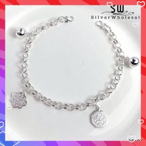 SilverWholesale #BB107 Original Silver Kids/Baby/Newborn Anklet Bracelet (Rantai Kaki/Tangan/Gelang Kanak/Budak/Bayi) 出入平安