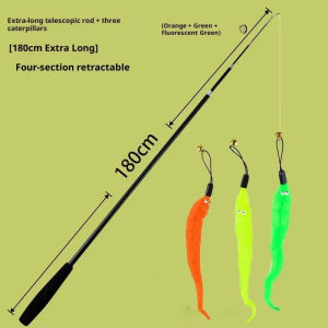 MYANDPET Telescopic Cat Teaser Wand Toy Set Feather Mouse Bell Carbon Fiber Rod Interactive Play