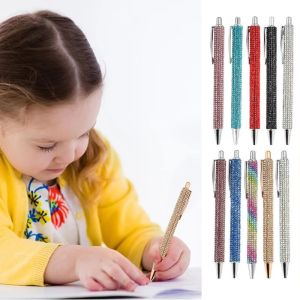 IFFINE Retractable Rhinestone Ballpoint Pen Crystal Bling Metal Crystal Bling Pen Gifts Sparkly Writing Pen School Stationery