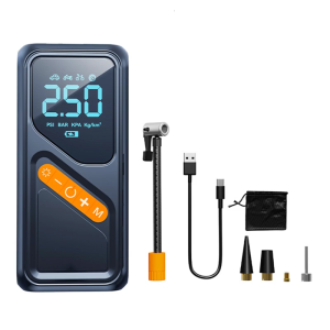 ปั๊มอากาศไฟฟ้าพกพาง่ายพร้อมเครื่องสูบยางอเนกประสงค์ชาร์จไฟ LED อัจฉริยะสำหรับยางรถยนต์และจักรยาน