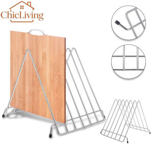 ChicLiving Stainless Steel Chopping Board Holder Rust Proof Drying Rack Kitchen Storage Frame Pizza Board Stand