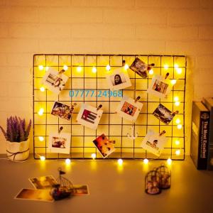Combo Khung Hình Lưới Sắt 45*35cm+ Đèn Led Xài Pin Trang Trí Decor Nhà