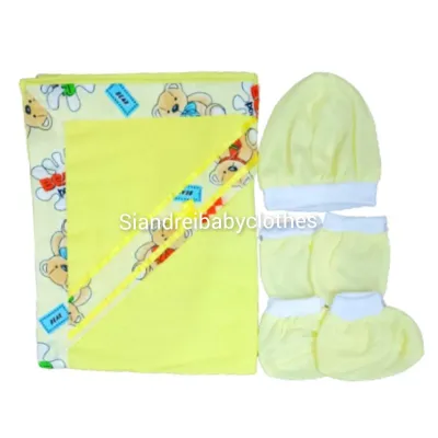 6in1 Hooded Blanket/Pranela&Bonnet Set(Bonnet BootiesMittens)For Newborn