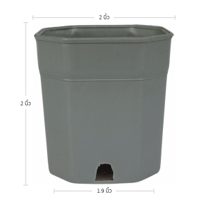 กระถาง กระถางแคคตัส กระถางแปดเหลี่ยม 2 นิ้ว สีเทา Bundle 100 ใบ ชิ้น อัน