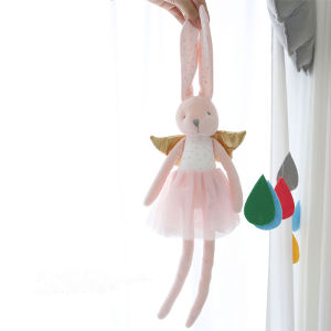41CM Pink Plush Toy Soft Cute Rabbit Doll with Angel Wings Mesh Skirt Dress for Children Accompany Sleeping Baby Toys Birthday Gift