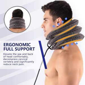 READY STOCK] Inflatable Neck Cervical Traction Collar Device Stretcher For Neck Shoulder Back Pain Relief Full VELVET
