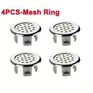 4PCS Universal Faucet Sink Hole Overflow Cover Kitchen Bathroom Basin Trim Overflow Round Ring  Round Hole Insert Spares for Bathroom Kitchen Sink Basin Replacement