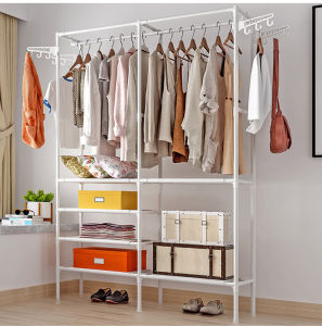 Clothes Hanger Rack Stainless Steel Durable Double pole type household clothes drying rack Round tube diameter 16mm Simple coat rack Balcony hanger clothes hanger rack stand Multifunctional Drying Rack   clothes rack