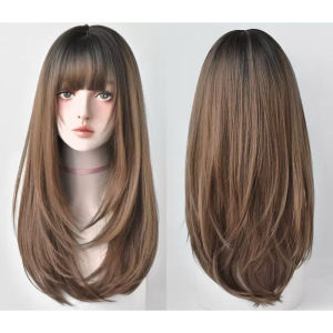 [SG] Womens Long Wavy Curly Hair Wig - Full Head Natural-Looking Fluffy Curls