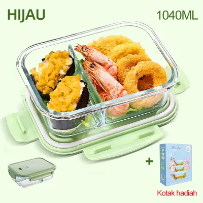 GYT （2IN1） Kotak Makan Siang Kaca 1040ml(Dapat Dipanaskan Dalam Microwave)/Safe Penyimpanan Makanan