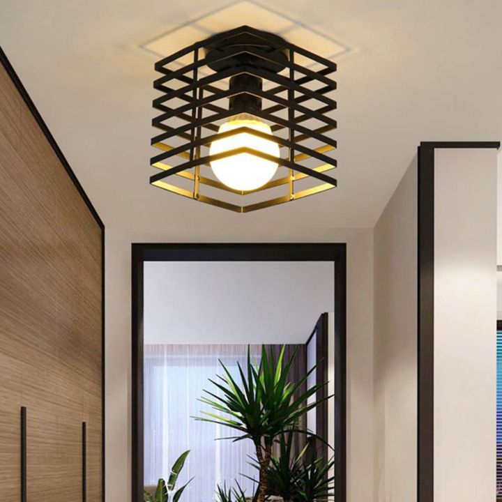 Metal Cage Light Vintage Ceiling Retro Wrought Iron Chandelier