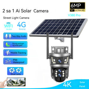 Solar Camera Dual Lens 360° Panoramic View PIR Detection Wireless Outdoor Security CCTV 6MP HD Night Vision