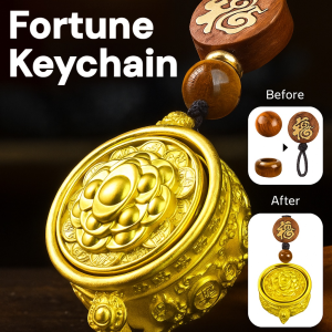 Good Luck Keychain Handmade Metal Zodiac Fortune Pendant Treasure Chest Hanging Key Chain 钥匙链吊坠