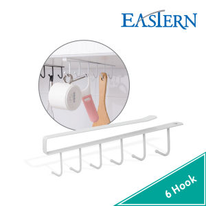 EASTERN 6 Hook Kitchen Utensils Hanging Under Shelf Storage Rack OrganizerMug Cup Holder CabinetRak DapurHP05-025HB