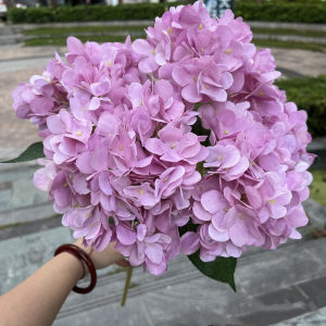 PRIMEPICKGLOBAL Large Size Artificial Hydrangea Flower DIY Silk Fake Hydrangea Flowers 5 Heads Floral Decor for Home Party Wedding