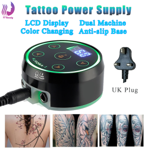 Tattoo Power Supply LCD Display Tattoo Transfomer Daul Mode Switching RGB Colorful Light with UK Plug