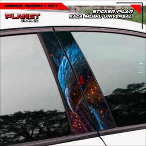Sticker Pilar Kaca Mobil Universal EAGLE (ELANG) Bisa Custom Gambar/Foto 1 SET (Kanan Kiri) - RON Design