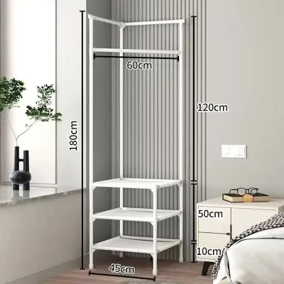udmall.sg Corner Stand Simple Household Floor-Standing Modular Hanger Corner Metal Clothes Rack Modern Coat Rack Minimalist Organiser Hanging Plant