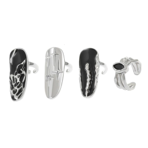 Pack Of 4 Adjustable Opening Fingernail Rings Finger Rings Finger Accessories for Everyday Wear Trend Party Jewelry