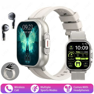 New 2-in-1 TWS Smartwatch & Wireless Earbuds - Bluetooth Calling Smart Watch with Built-in Headphones NFC Payment 24/7 Heart Rate/Blood Oxygen/Sleep Monitor IP68 Waterproof 100+ Sports Modes for Men & Women