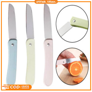 Pisau Lipat macaron Mini Buah Sayur Pisau Dapur Traveling Warna Warni Stainless Steel Alat Pengupas Pemotong Buah Sayur Anti Karat