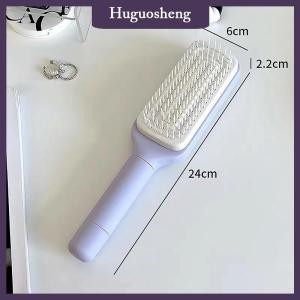[huguosheng] Self Cleaning Hairbrush Women Hair Brush One-key Cleaning Hair Loss Airbag Scalp Massage Comb Anti-Static Hairbrush