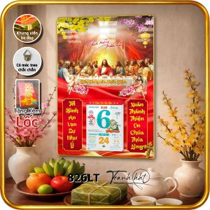Khung tranh Lịch Tết Công Giáo chúa Giêsu đức mẹ Maria Phúc Lành Tranh Lịch bữa tiệc ly chúa Giêsu tráng gương Laminate treo tường - Lịch gỗ tráng gương 2026 826LT