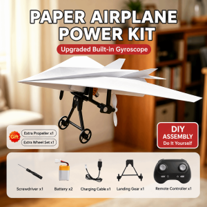 BHYJGD DIY Assembly Paper Airplane Kit Lightweight Foldable Remote Control Plane Funny Electric Powered Electric Aircraft Model Children