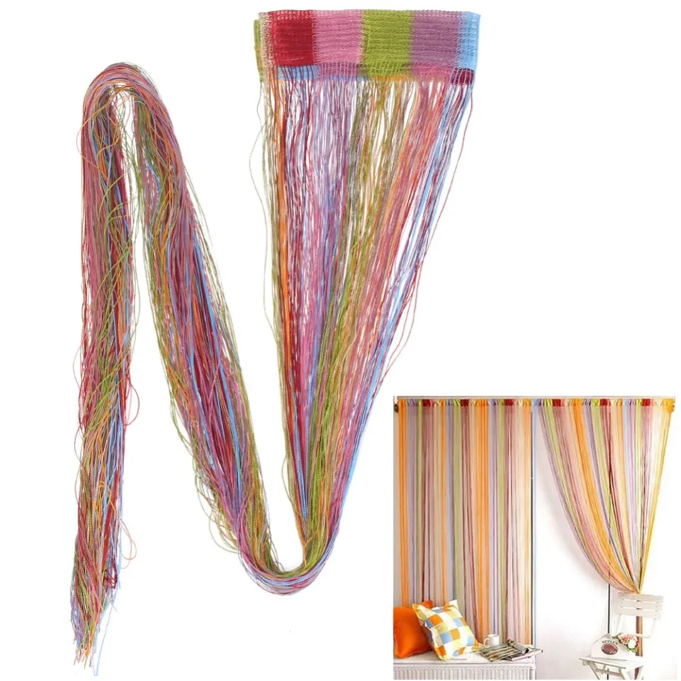 Colorful String Curtain Shiny Glitter Line Curtain Window for