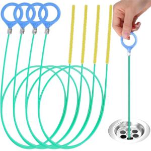 Multipurpose Plastic Drain Cleaning Rods 4PCS Set Flexible Spirals Tool for Sink Shower Clog Removal Efficient Cleaner