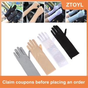 【ZTOYL】 1 cặp găng tay Kem chống nắng lái xe găng tay căng Phụ Nữ Chống UV giữa dài thoáng khí găng tay cho mùa xuân mùa hè Găng tay mỏng
