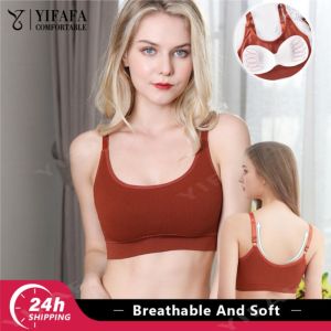 YIFAFA [จัดส่ง2-3วัน] บราทรงสปอร์ตผู้หญิง3ชิ้นดันทรงกันกระแทกเสื้อครอปสตรีบราโยคะเสื้อฟิตเนสชุดชั้นในออกกำลังกายโยคะวิ่งไร้รอยต่อ