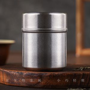 Pure titanium single-layer tea canister portable for travel outdoor use and airtight storage atea container for home use made of pure titanium