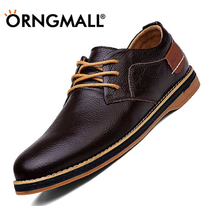 Orngmall Người Đàn Ông Của Da Thật Giản Dị Giày Oxfords Giày Da Doanh ...